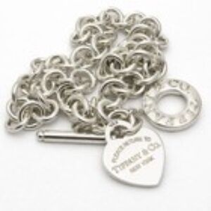 Tiffany & Co. Sterling Silver Toggle Necklace with Heart Tag